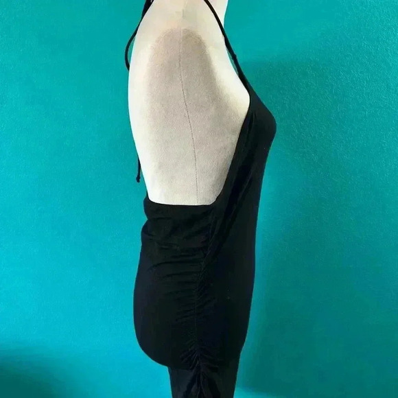 Reformation Amalia Knit Mini Dress Black Open Back Halter Neck Size L - Picture 4 of 7